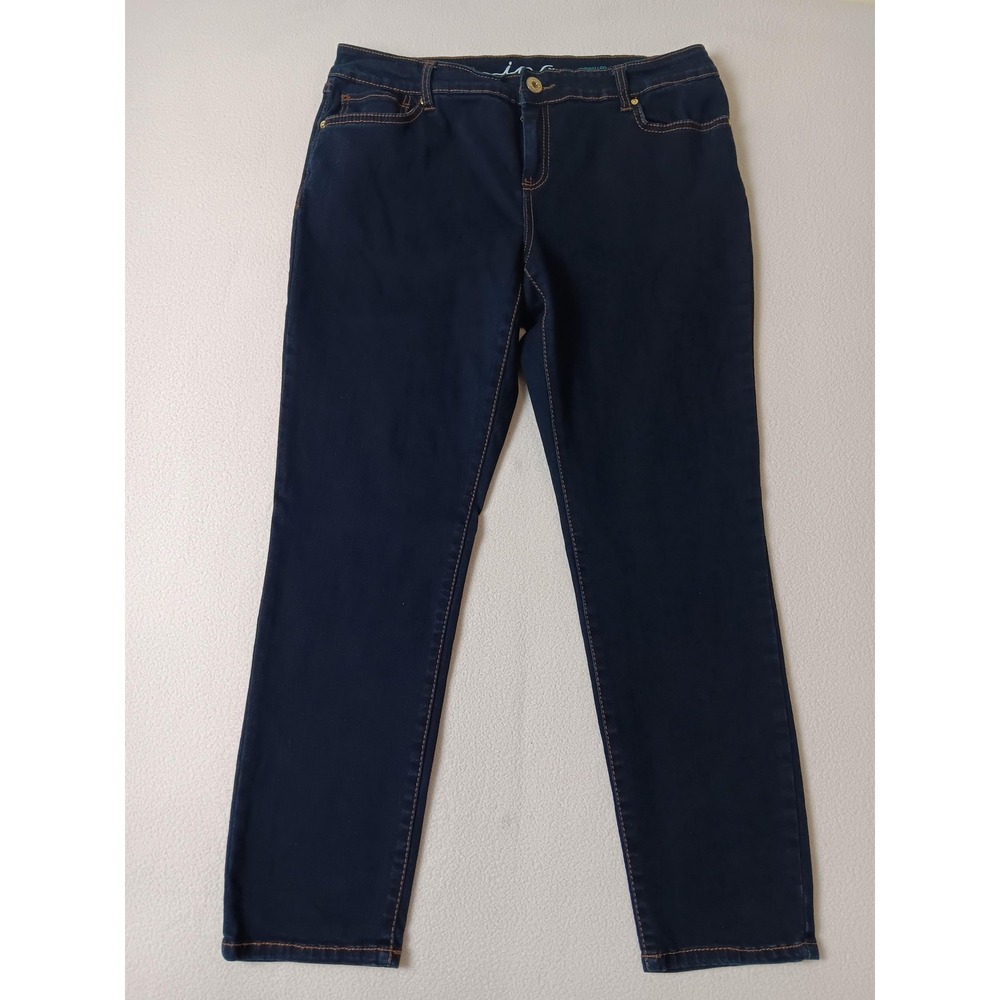 INC International Concepts Skinny Jeans‎ Womens 14P Blue Dark Wash Stretch Denim